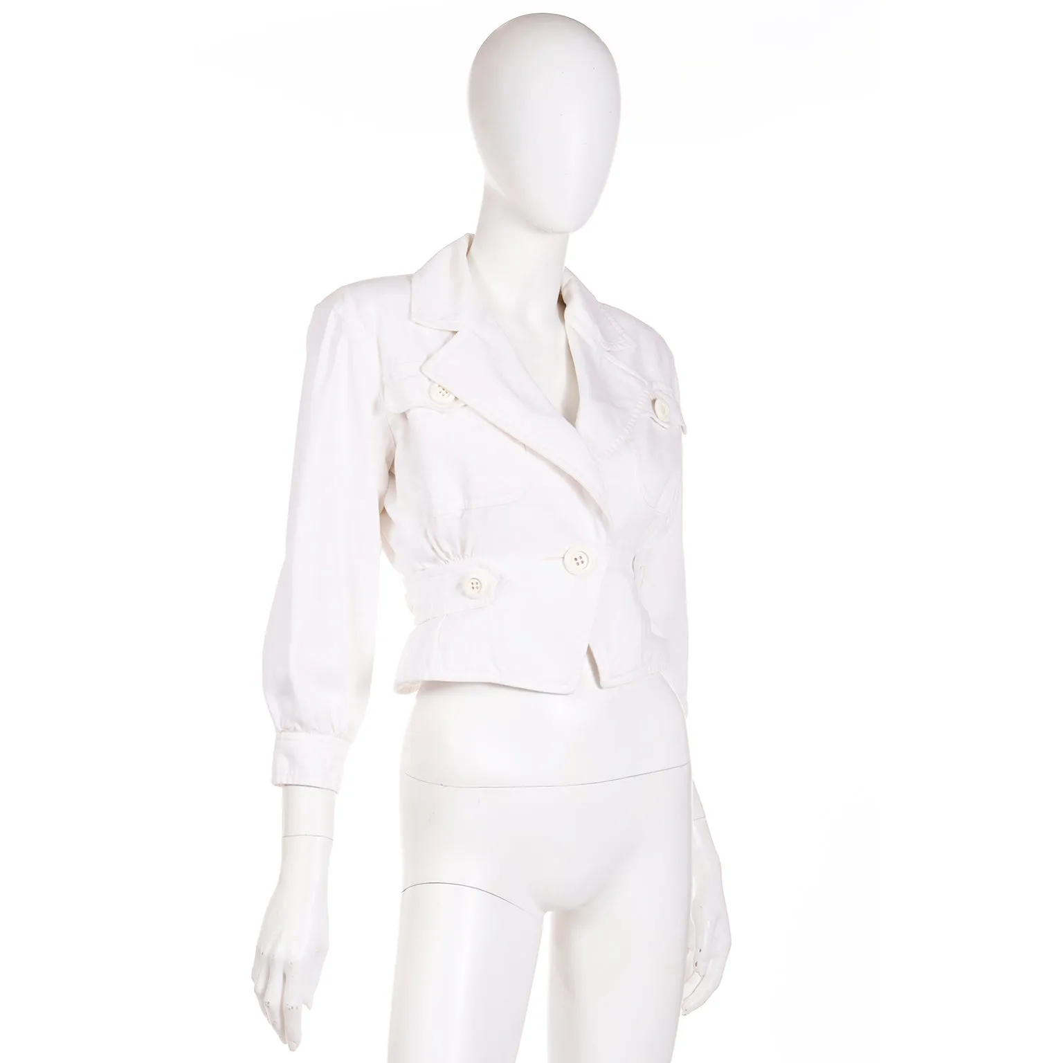 1986 Yves Saint Laurent Documented White Cropped Cargo Style Jacket