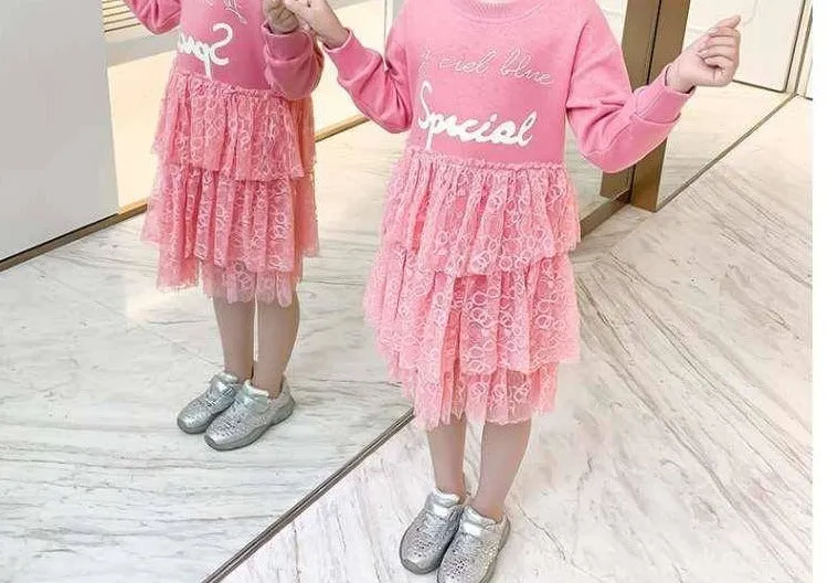 2020 Spring Girls Long Sleeve Solid Dress Kids Cute Princess Cake Dress Children Fashion Clothes Toddler Dresses for Girls