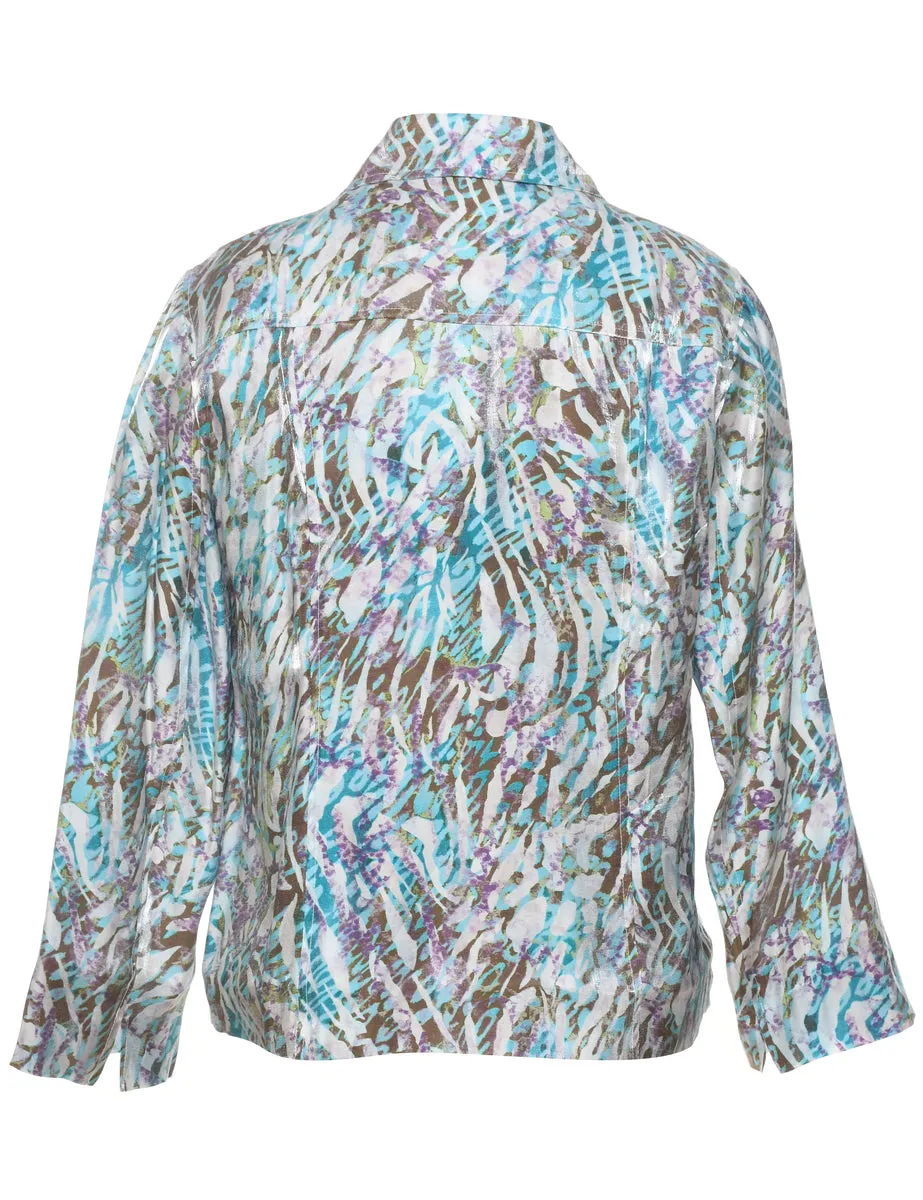 Abstract Design Light Brown & Light Blue Jacket - M