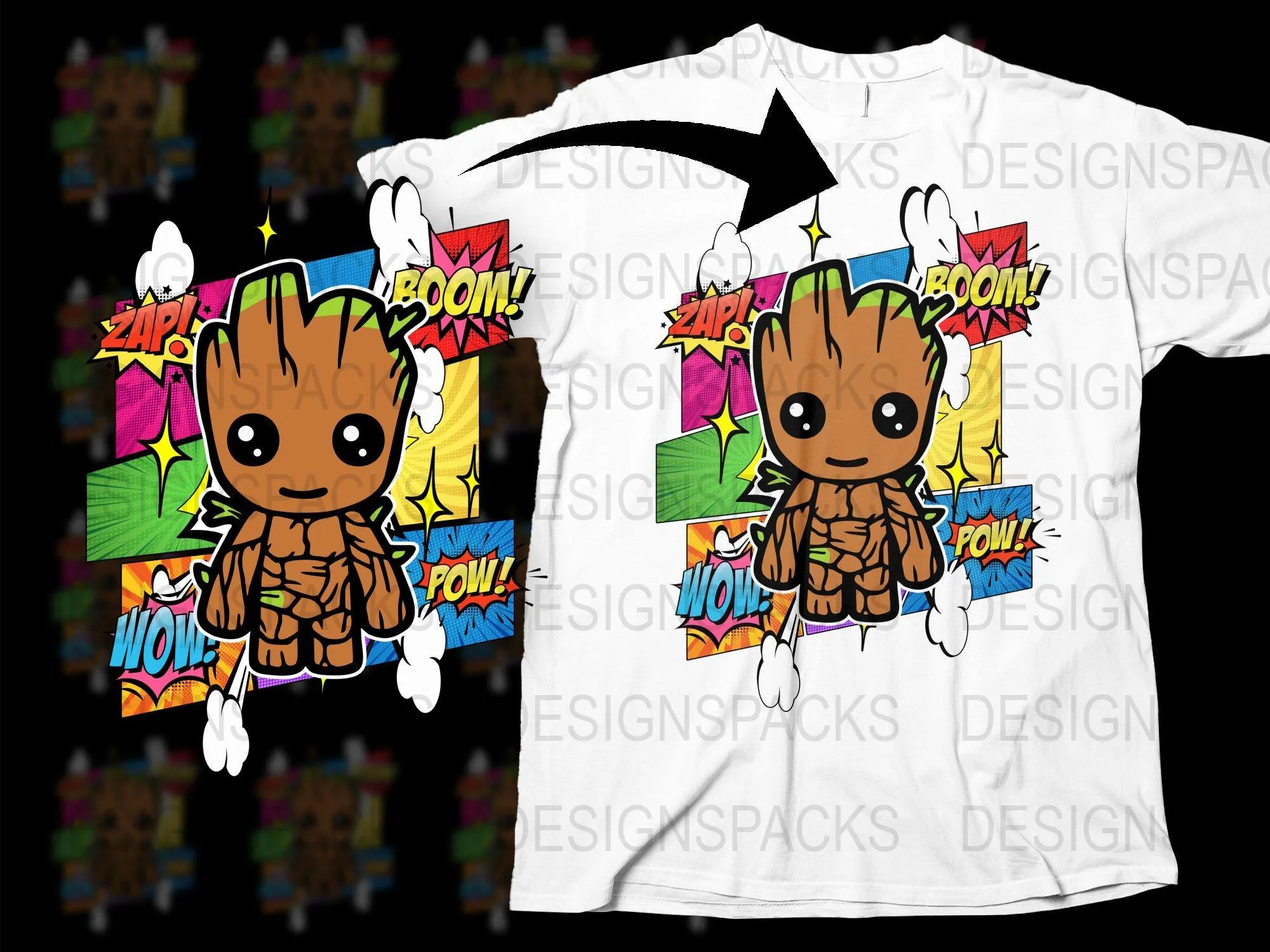 Adorable Groot Comic Style Png Digital Download for Kids Adults Fans Png Digital Download