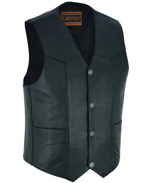 Advance Men's Buffalo Nickel Head Snap Leather Vest