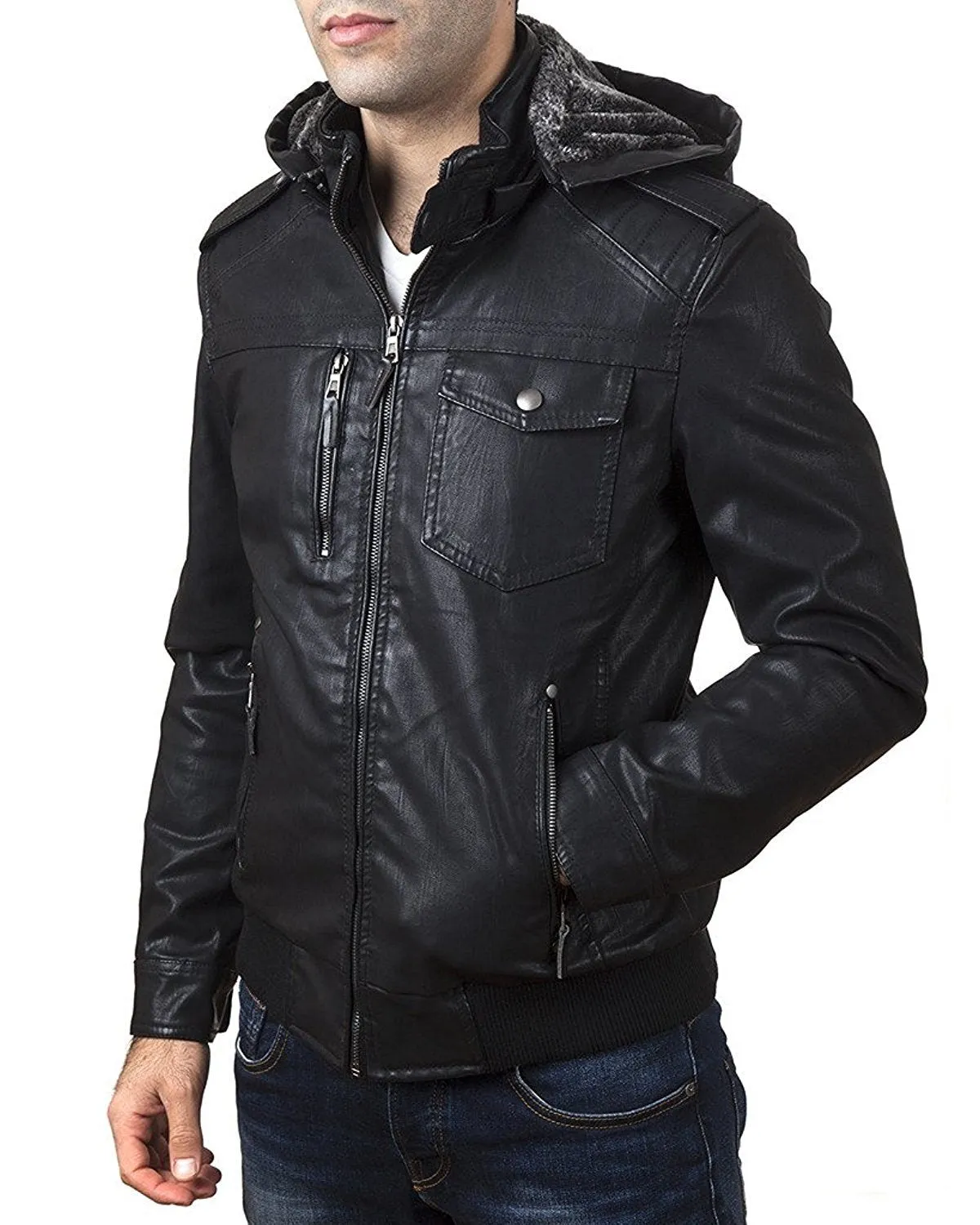 A.K. Collection Men's Faux-Leather Moto Jacket - Available in Many Styles - CLEARANCE - FINAL SALE