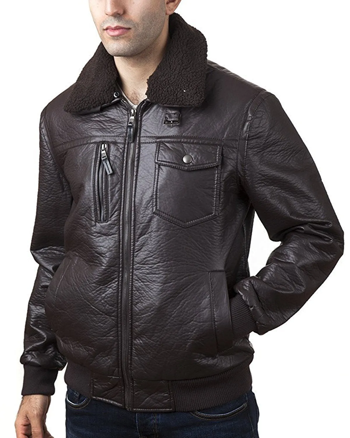 A.K. Collection Men's Faux-Leather Moto Jacket - Available in Many Styles - CLEARANCE - FINAL SALE