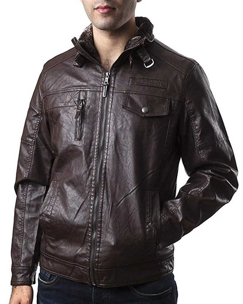 A.K. Collection Men's Faux-Leather Moto Jacket - Available in Many Styles - CLEARANCE - FINAL SALE