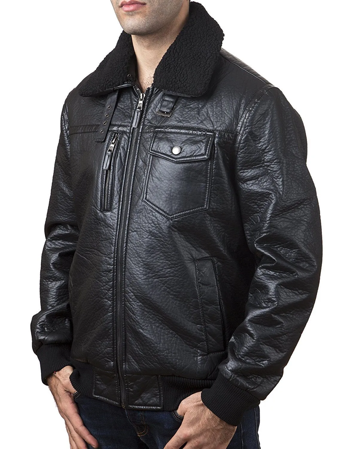 A.K. Collection Men's Faux-Leather Moto Jacket - Available in Many Styles - CLEARANCE - FINAL SALE