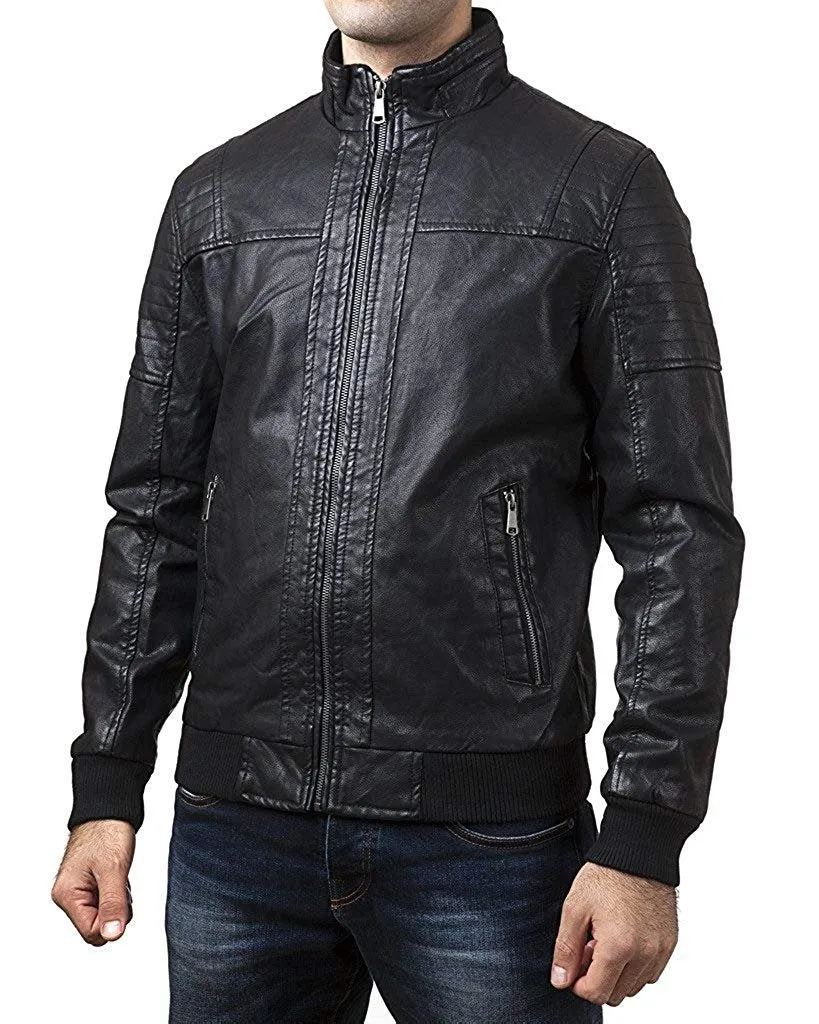 A.K. Collection Men's Faux-Leather Moto Jacket - Available in Many Styles - CLEARANCE - FINAL SALE