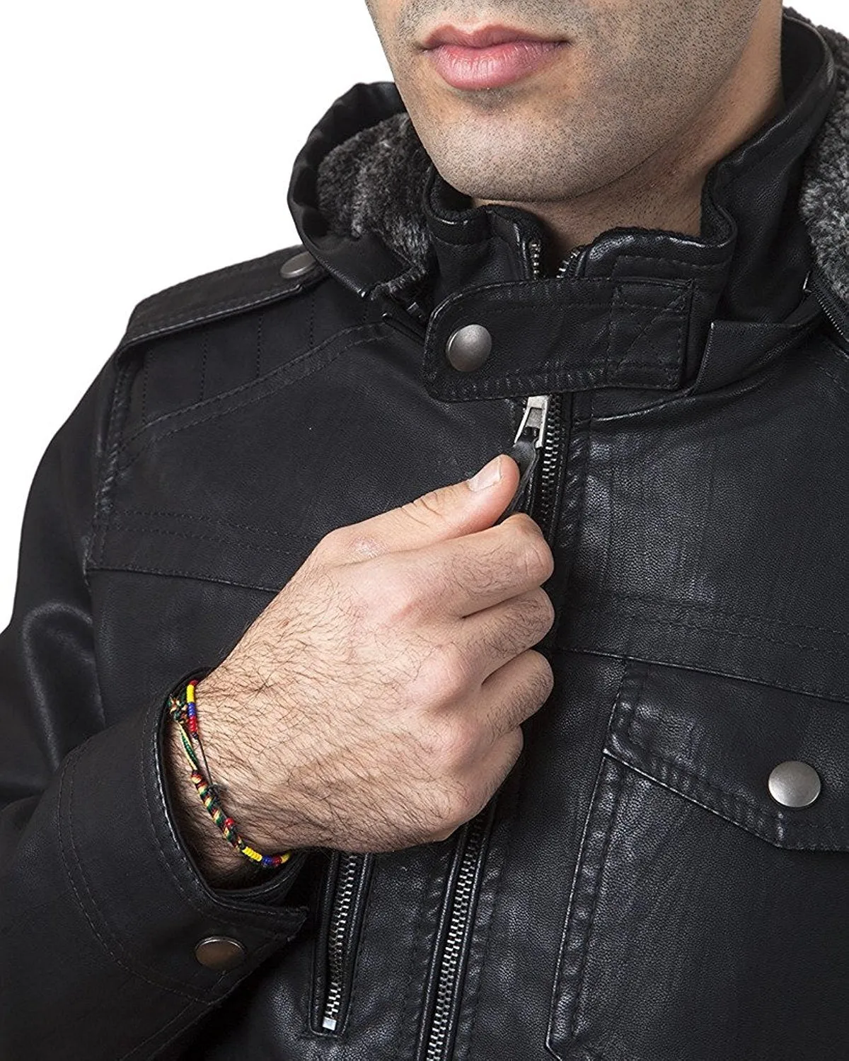 A.K. Collection Men's Faux-Leather Moto Jacket - Available in Many Styles - CLEARANCE - FINAL SALE