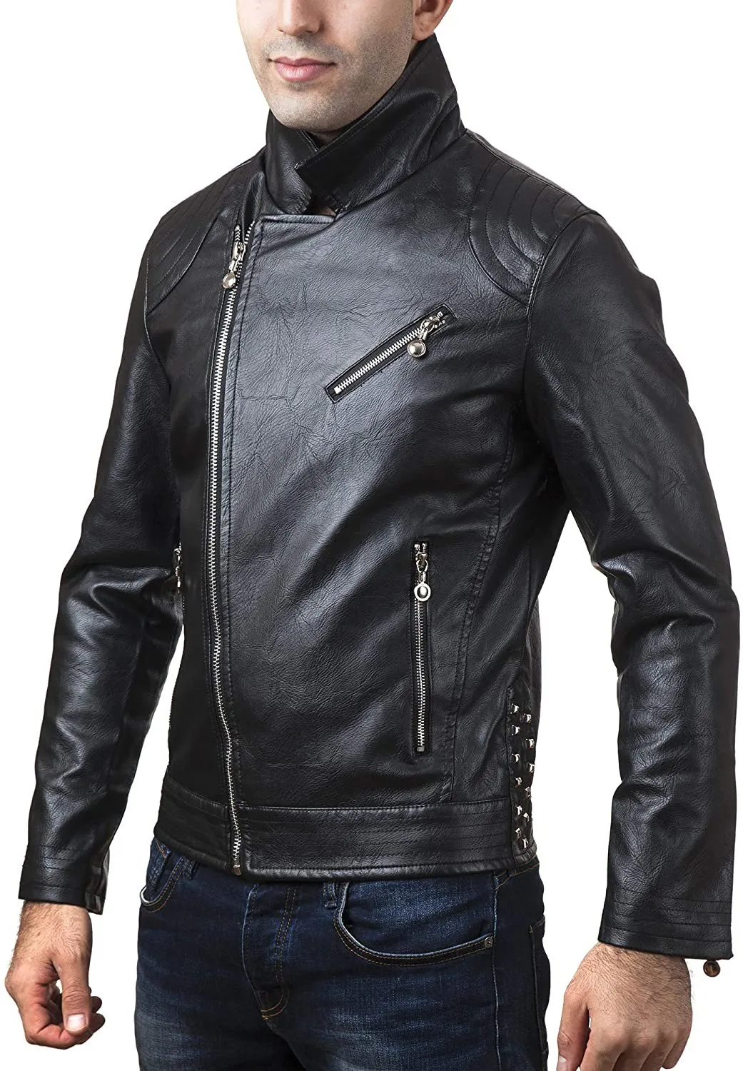 A.K. Collection Men's Faux-Leather Moto Jacket - Available in Many Styles - CLEARANCE - FINAL SALE