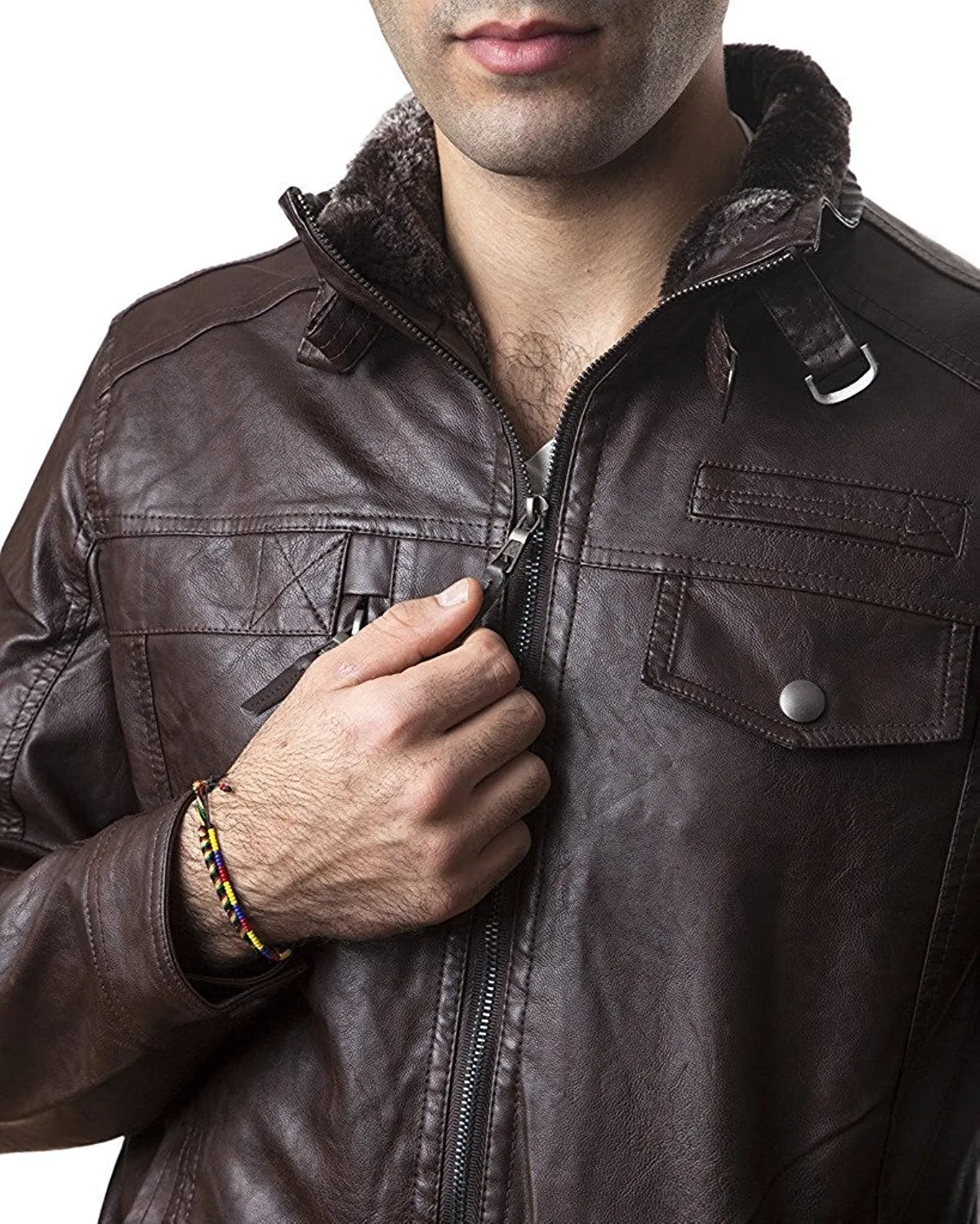 A.K. Collection Men's Faux-Leather Moto Jacket - Available in Many Styles - CLEARANCE - FINAL SALE