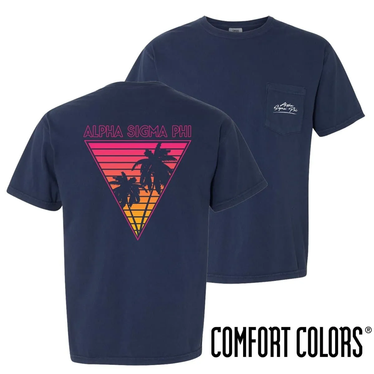 Alpha Sig Comfort Colors Navy Short Sleeve Miami Pocket Tee