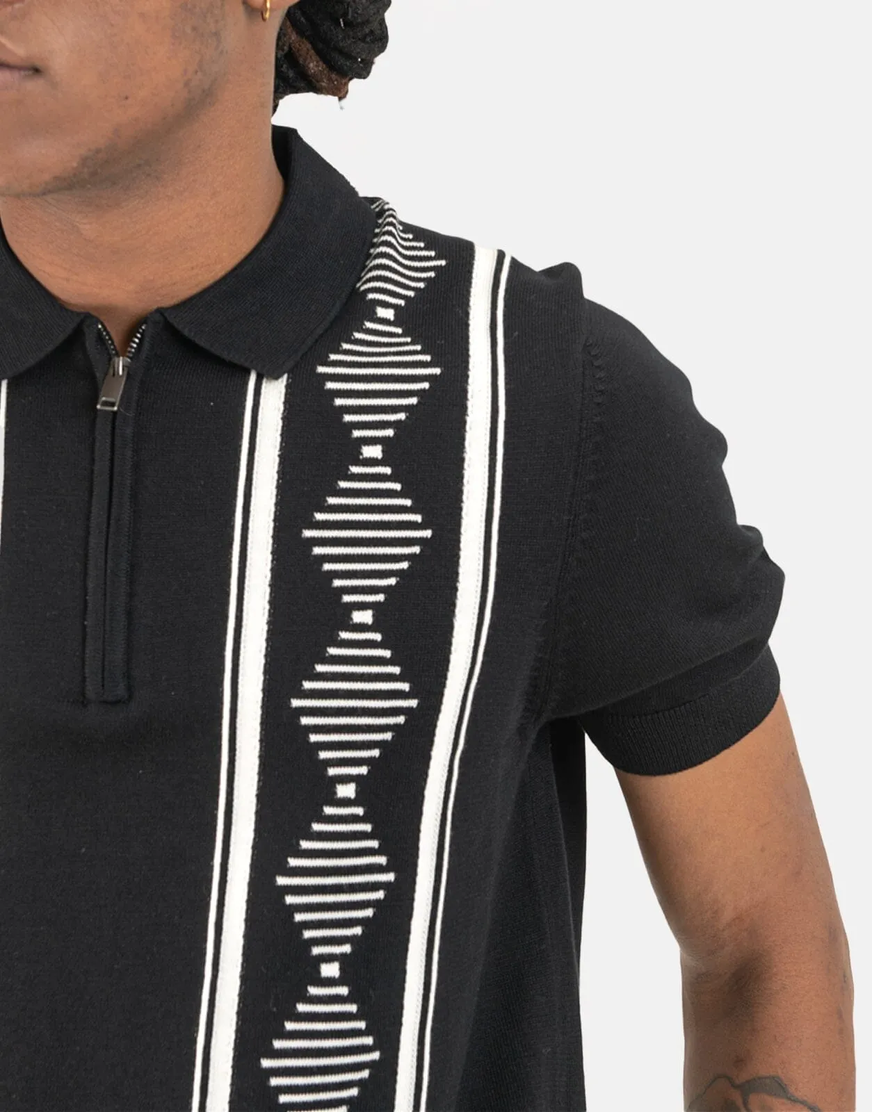 Ben Sherman Argyle Jacquard Black Polo Shirt