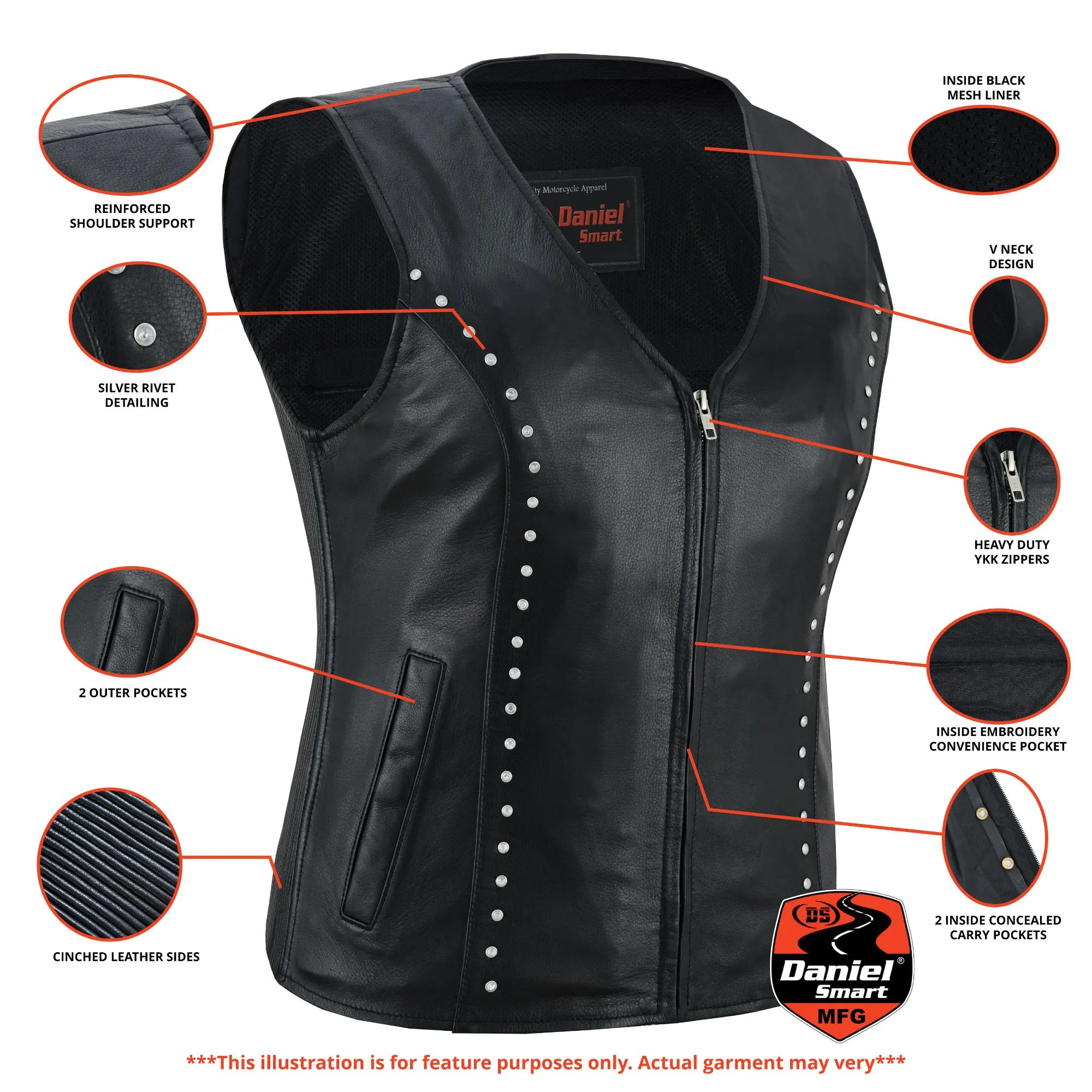 Biker Babe Women’s Studded Leather Motorcycle Vest