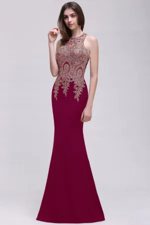 Black Lace Appliques Mermaid Prom Dresses