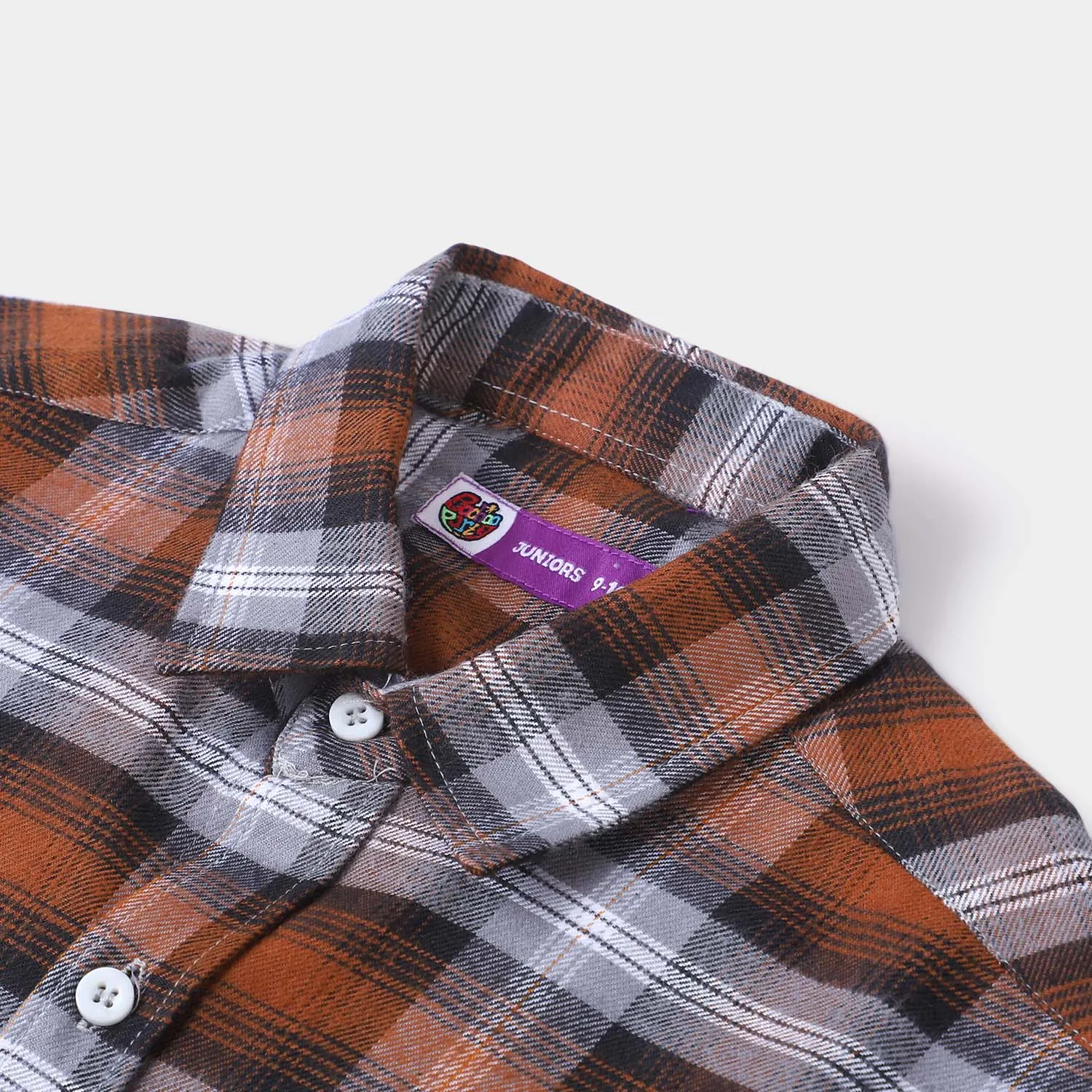 Boys Casual Shirt Basic Basic Flannel-BROWN