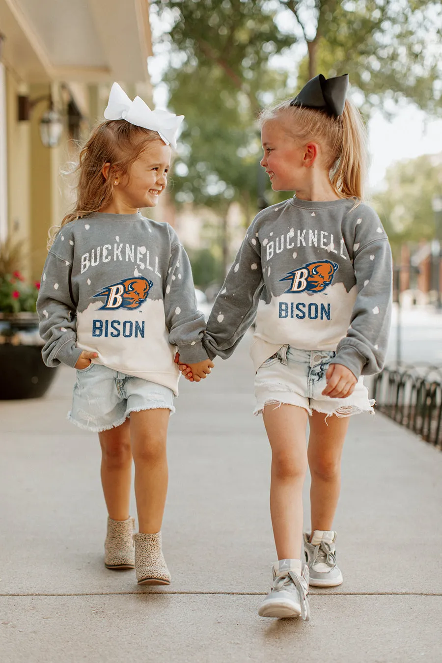 BUCKNELL BISON KIDS BLEACH DYE FADED CREWNECK SWEATSHIRT