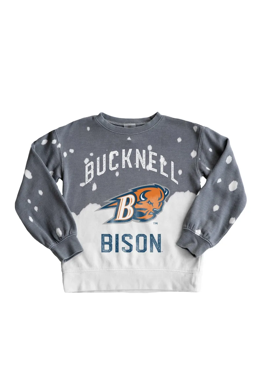 BUCKNELL BISON KIDS BLEACH DYE FADED CREWNECK SWEATSHIRT