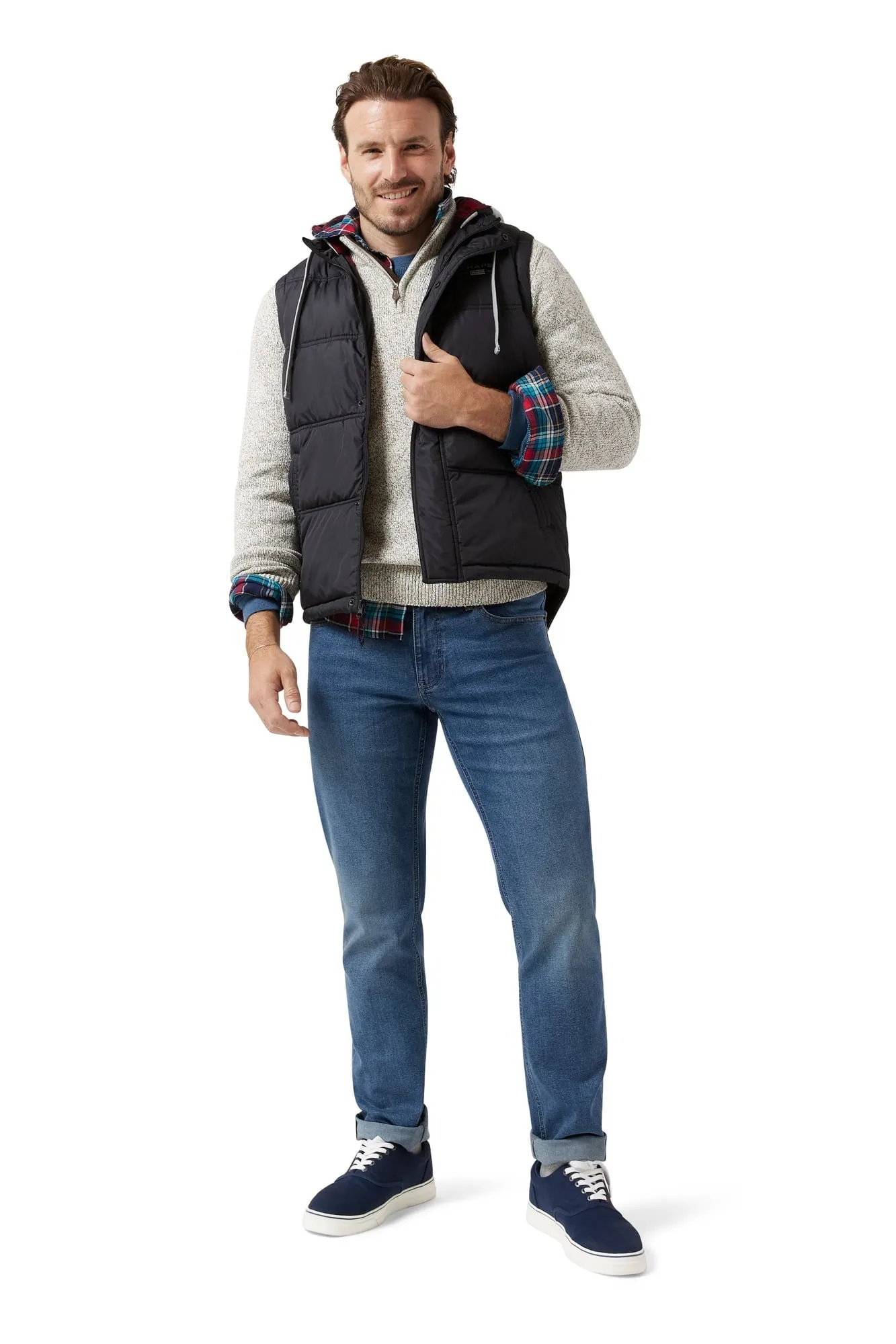 Chaps Men's & Big Men's Flannel Lined Hooded Puffer Vest Jacket