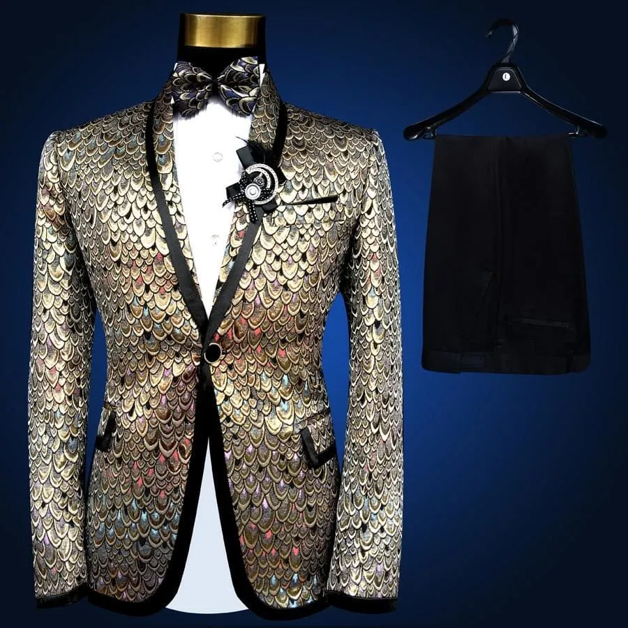 Costume Homme Wedding Gold Suits for Men