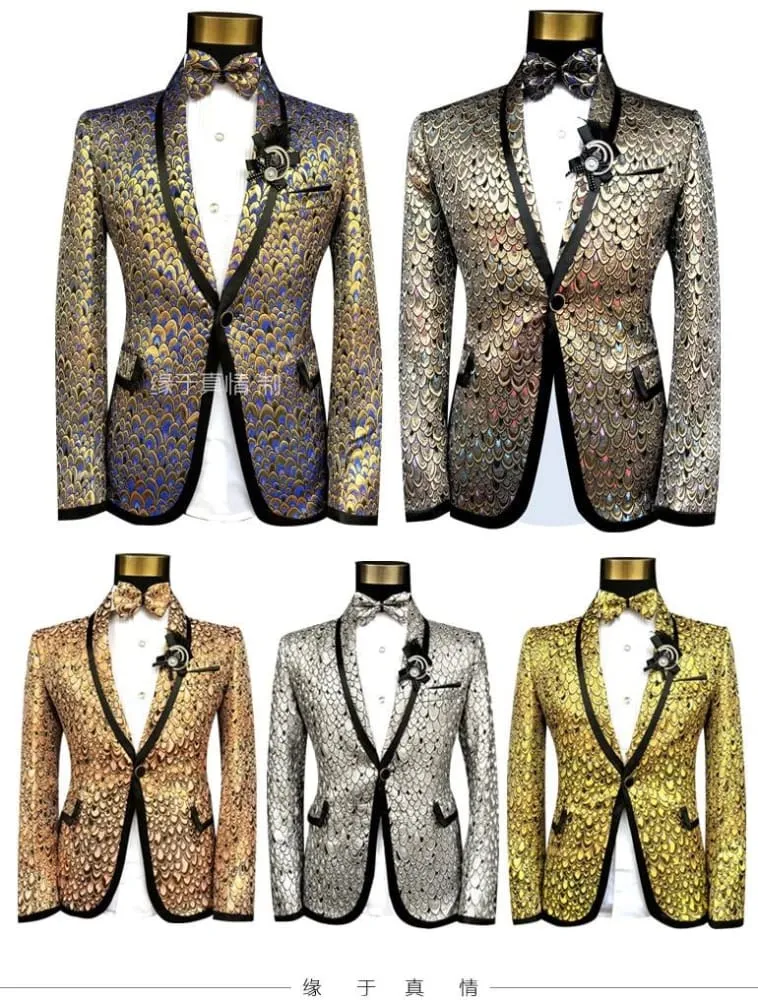 Costume Homme Wedding Gold Suits for Men