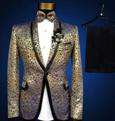 Costume Homme Wedding Gold Suits for Men