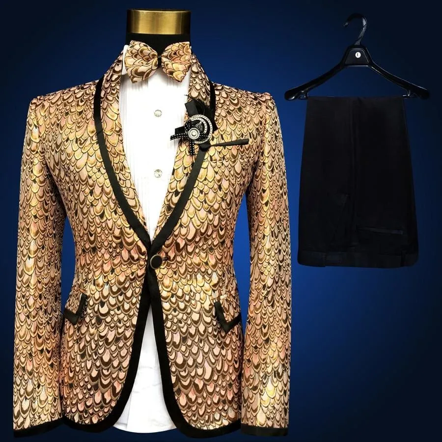 Costume Homme Wedding Gold Suits for Men