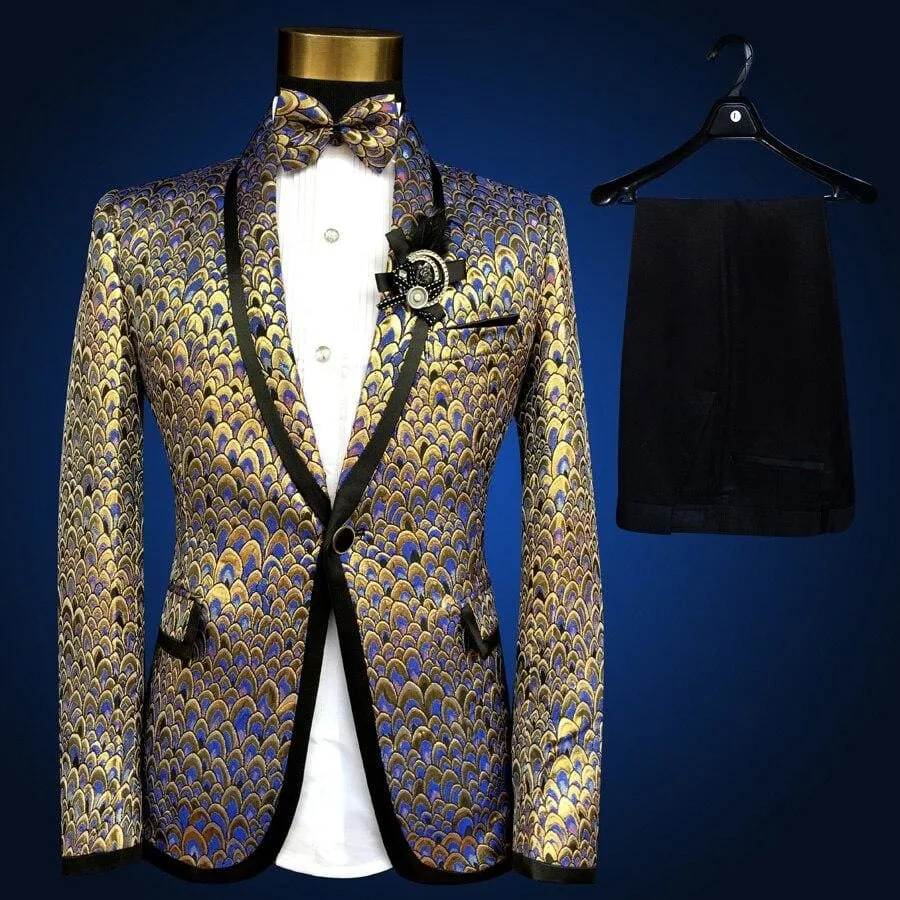 Costume Homme Wedding Gold Suits for Men