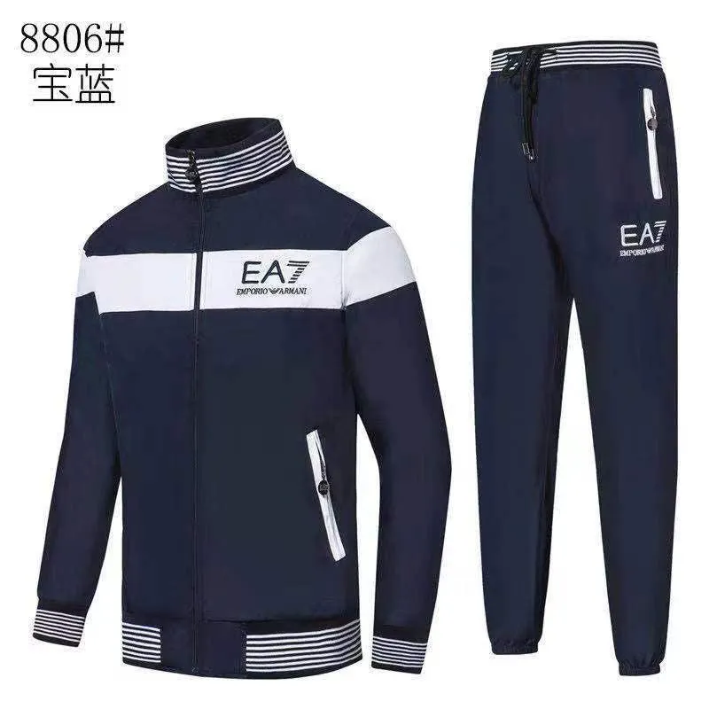 Crested Design Navyblue and White Tracksuits