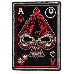 Daniel Smart Ace Of Spades Skull Small Biker Patch, 3 x 4 inches