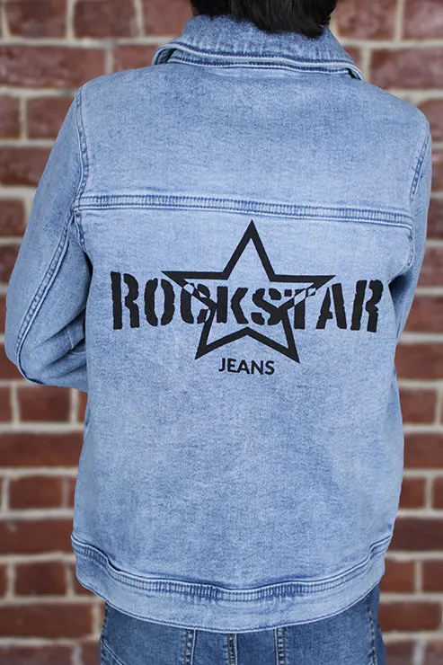 Denim Trucker Jacket Acid Random Light Blue