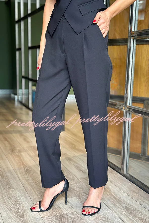 Estelle High Waist Pocketed Tapered Suit Trousers