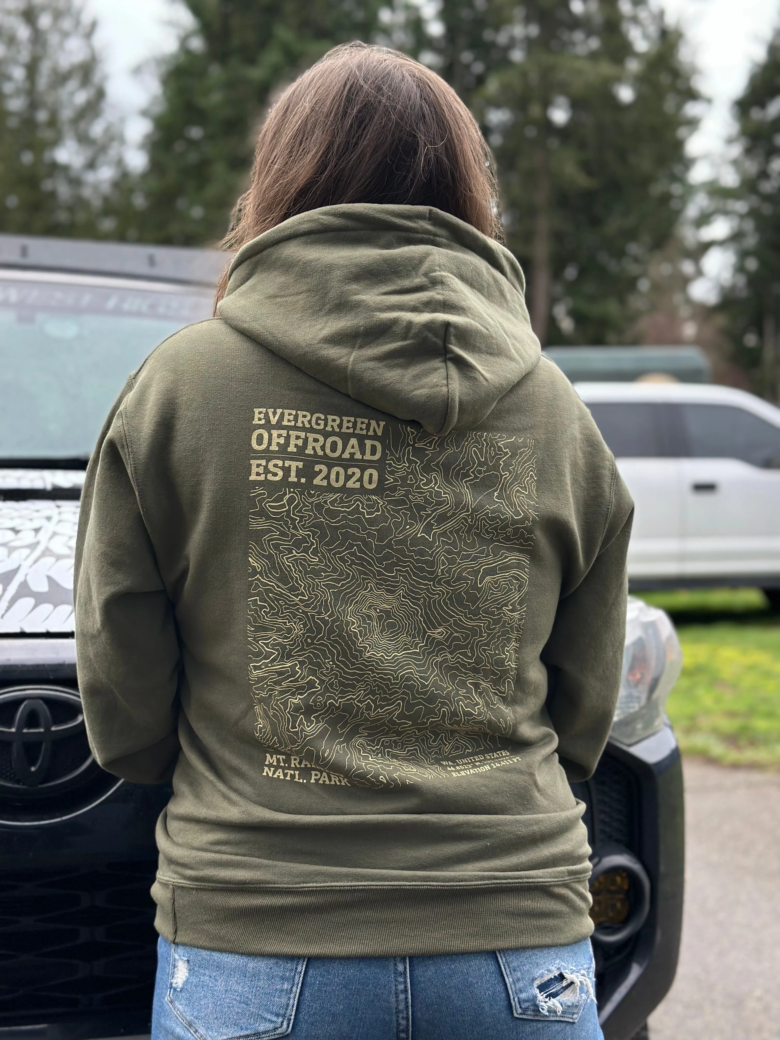 EVERGREEN OFFROAD | Mt. Rainier Topo Adventure Hoodie (Unisex)