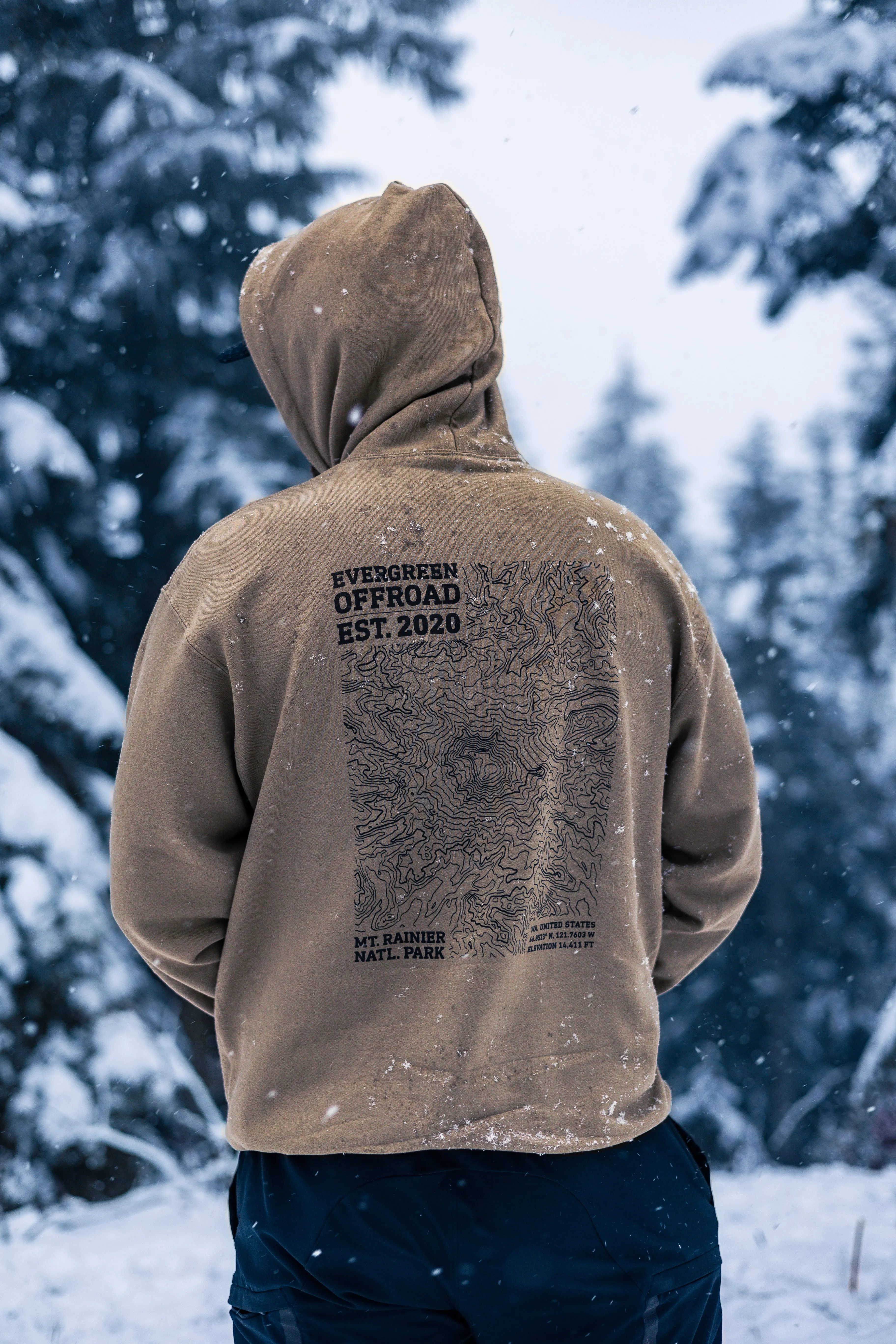 EVERGREEN OFFROAD | Mt. Rainier Topo Adventure Hoodie (Unisex)