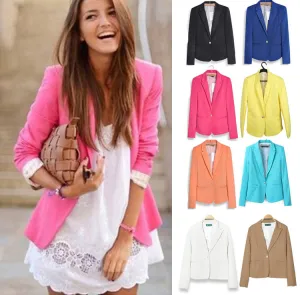 Fashion Jacket Women Suit Foldable Long Sleeves Lapel Coat Lined With Striped Single Button Vogue Jackets