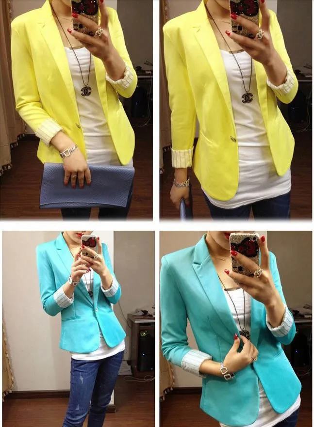 Fashion Jacket Women Suit Foldable Long Sleeves Lapel Coat Lined With Striped Single Button Vogue Jackets