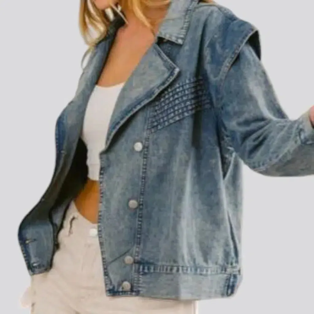 Fashion oversized jean jacket for ladies