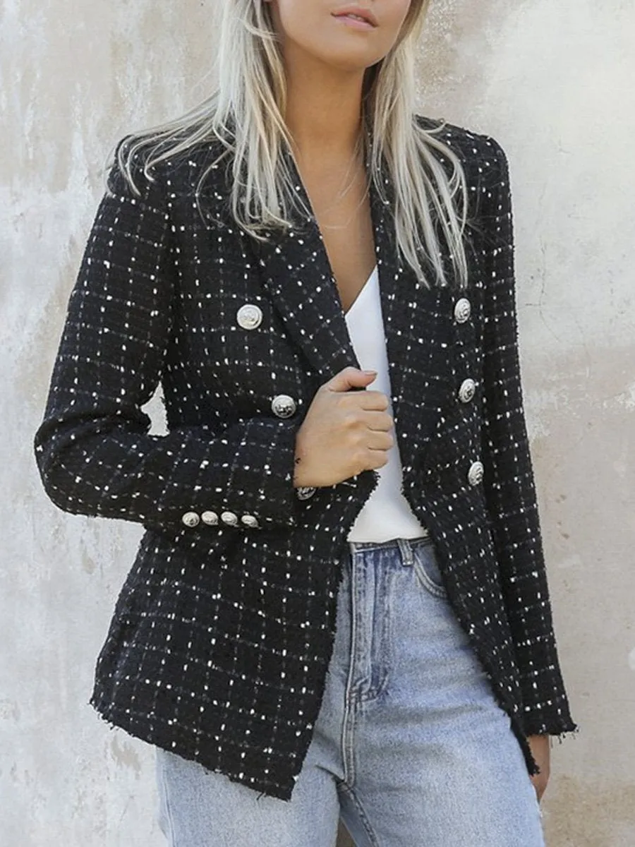 Fashion Tweed Blazer Jackets - Multicolor