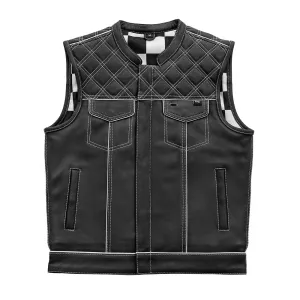 Finish Line - White Checker - Men's Motorcycle Leather Vest