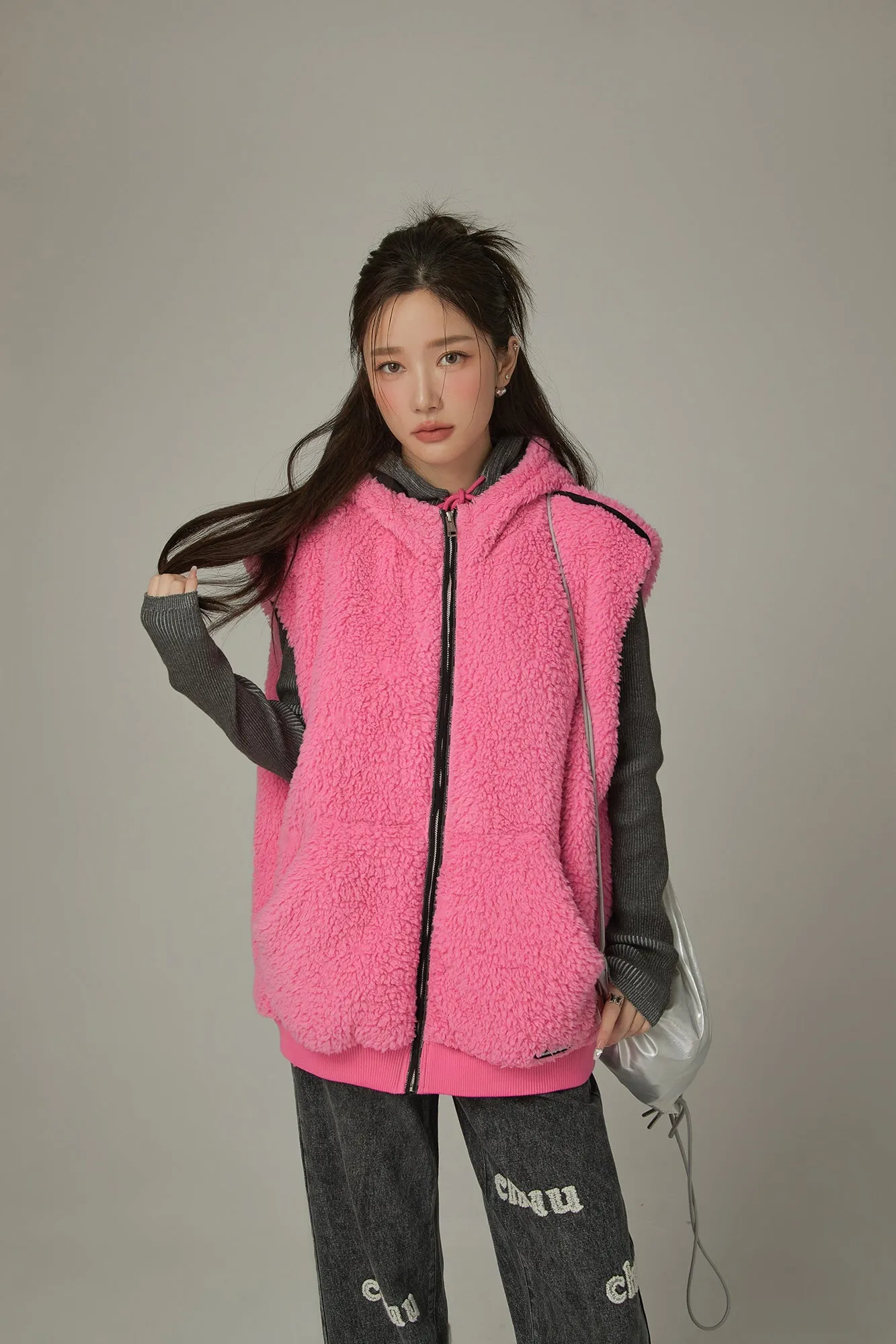 Fleece Vest Hooded Jacket