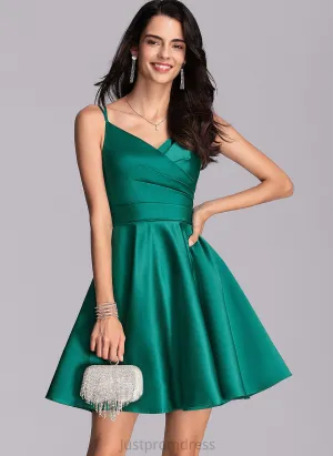 Formal Dresses A-line Satin V-Neck Alexus Dresses