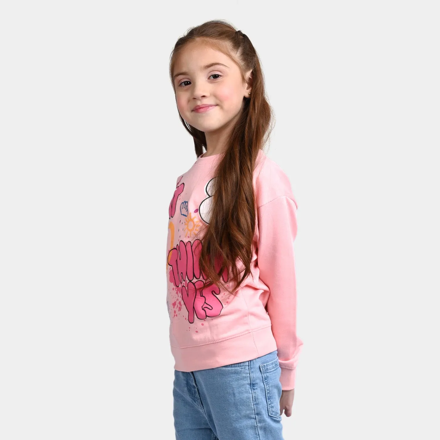 Girls Fleece Sweatshirt Art-Pink