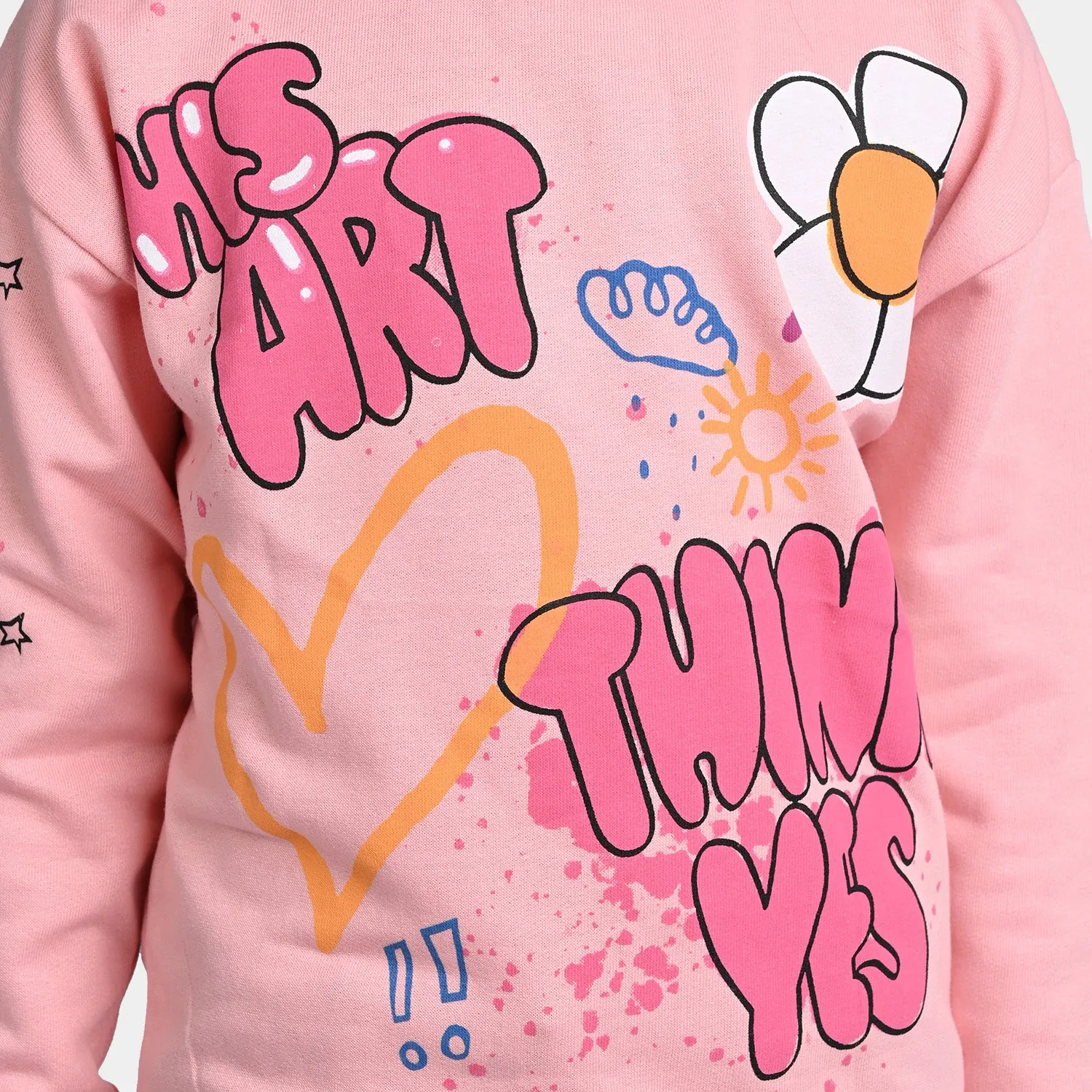 Girls Fleece Sweatshirt Art-Pink