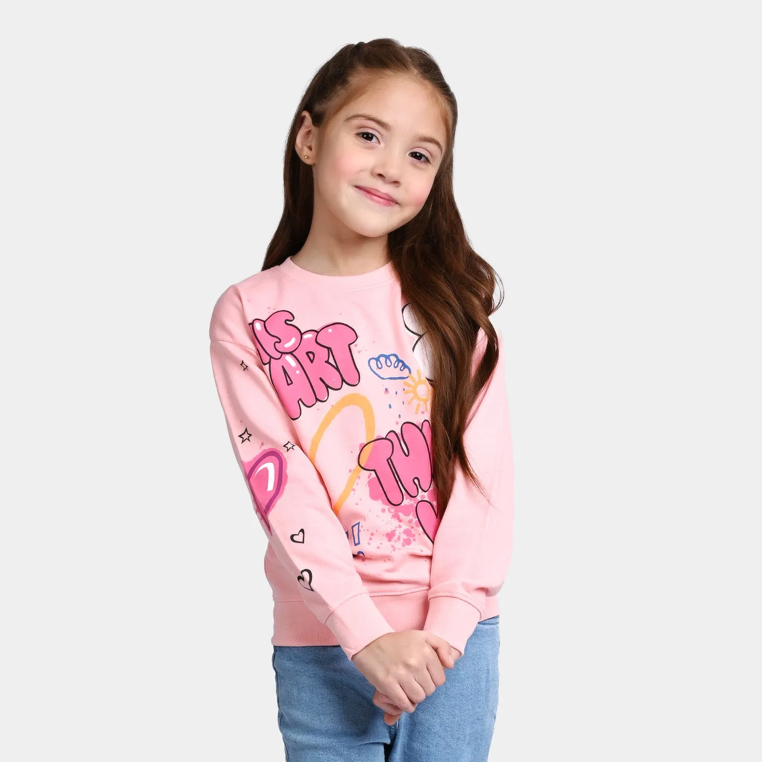 Girls Fleece Sweatshirt Art-Pink