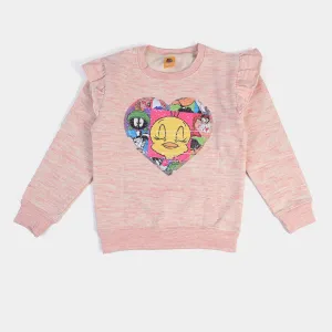 Girls Fleece Sweatshirt Character-Pink Melan