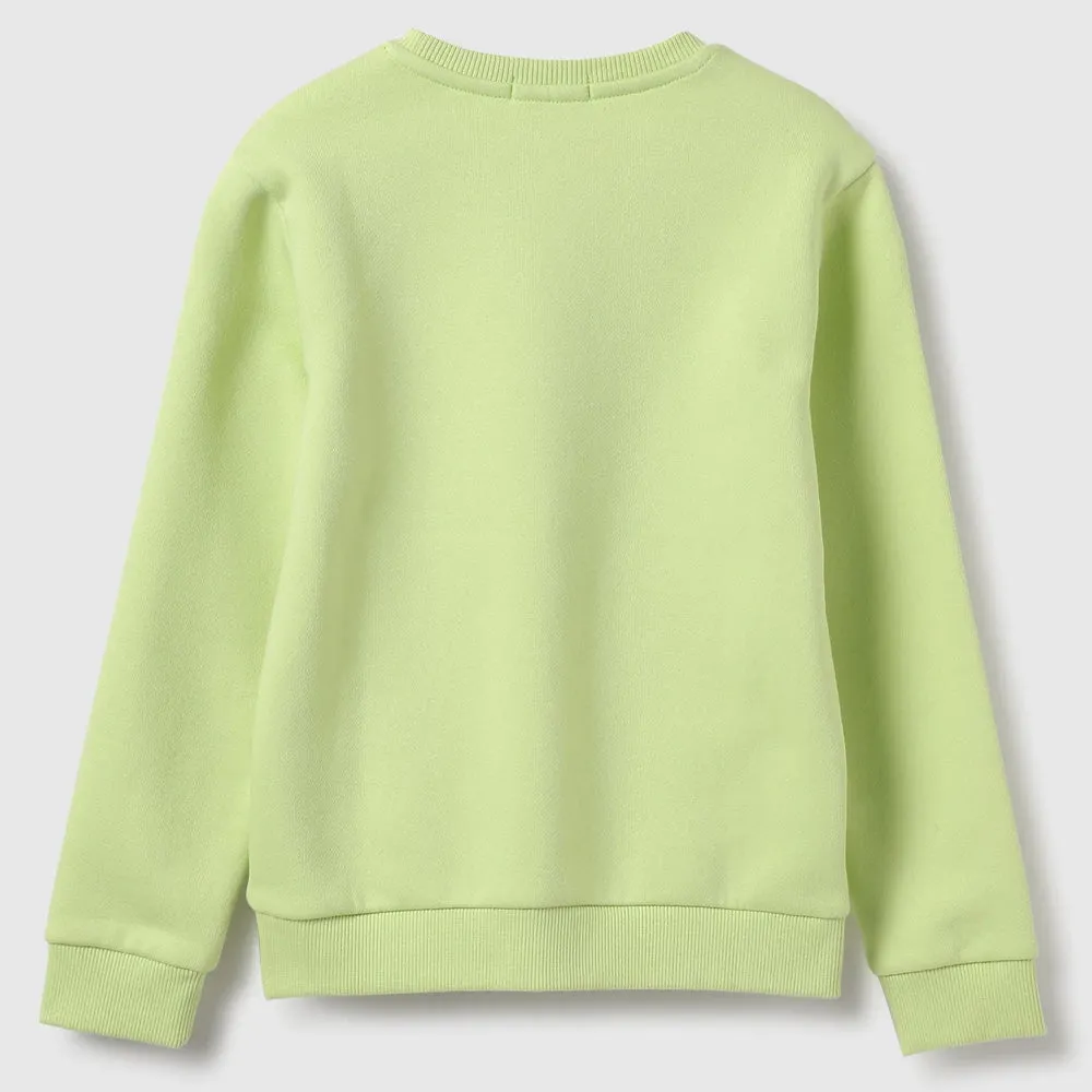 Green Benetton Regular Fit Round Sweatshirts