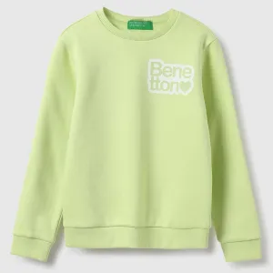 Green Benetton Regular Fit Round Sweatshirts