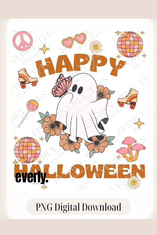 Happy Halloween Retro Vibes Design PNG Download