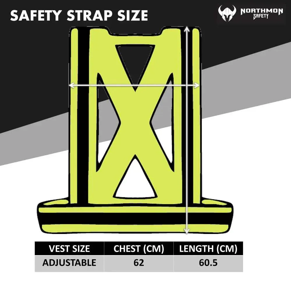 Hi Vis Yellow Safety Strap Belt - 1" Reflective Silver Tape