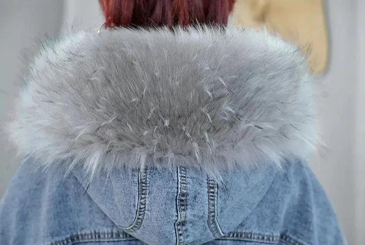 Highness Fur Collar Denim Coat