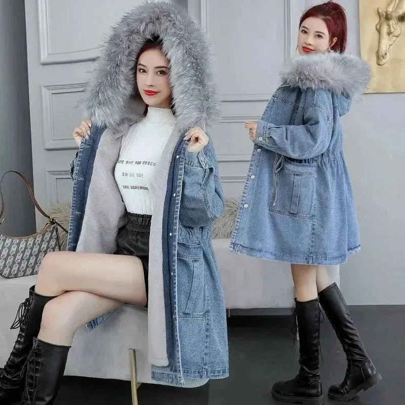 Highness Fur Collar Denim Coat