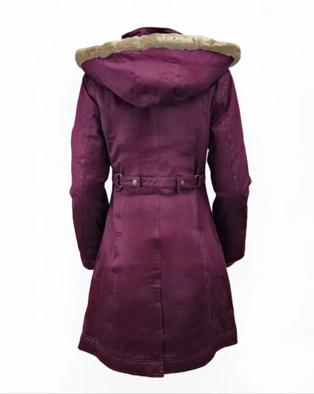 HoodLamb Women's Aubergine Long Hemp Water Resistant Coat 420 NWT